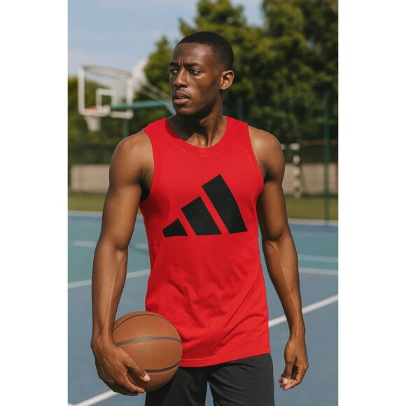 Adidas New Ruby Red & Black Tank Top, Size Small Men's - Picture 1 of 5